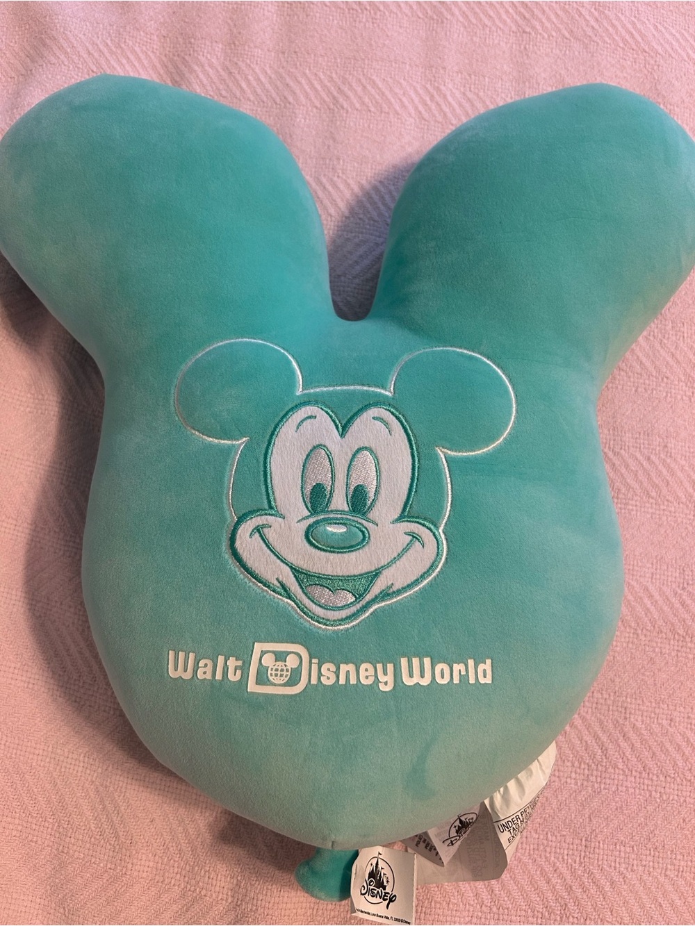 Disney WDW Teal Mickey Mouse Shaped Accent Pillow